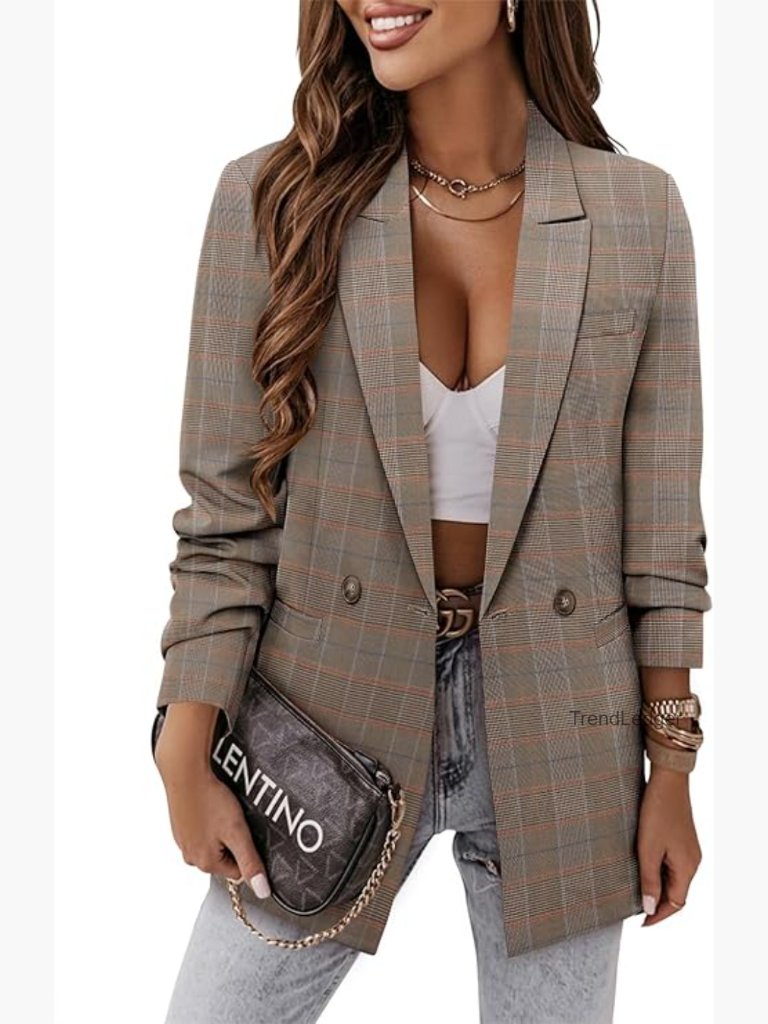 Casual Blazer With Notched Lapel And Pockets